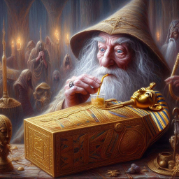 WIZARD SUCKING LIFE FROM ANCIENT CORPSE