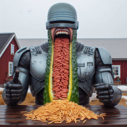 ROBOT VOMITING GUTS ON A PASTA MOUNTAIN
