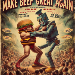 BURGER AND ROBOT SLUGGING IT OUT IN CHAOS