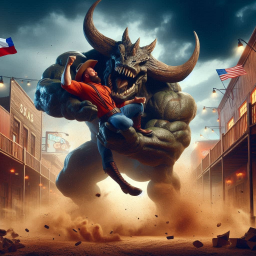 COWBOY GETTING HIS ASS KICKED BY A MONSTER